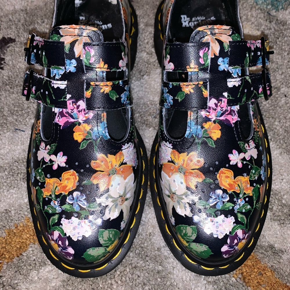 Dr. Martens, two strap floral shoes